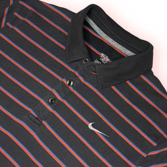 Vintage 00s Y2K Nike "The Athletic Dept." Striped Polo Shirt - Men's Size Large - Picture 2 of 9